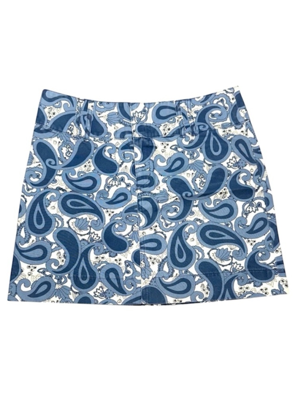 GAP Y2K Paisley Mini Skirt Blue White Cotton Low Rise Size 2